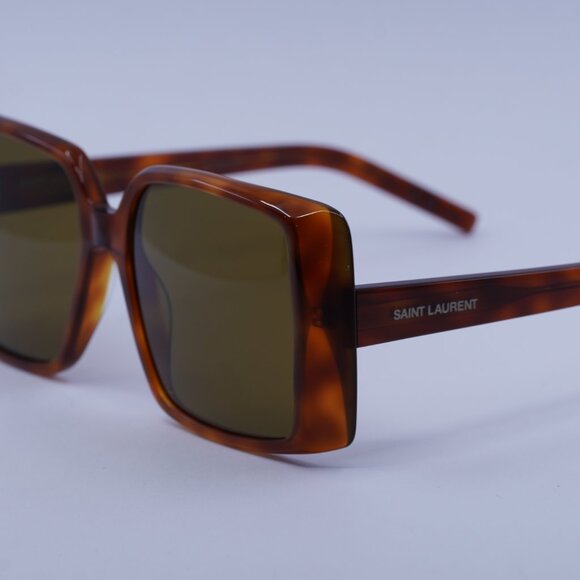 Saint Laurent SL451 005 Sunglasses Light Havana Square Frame, Brown Lenses - Picture 9 of 11